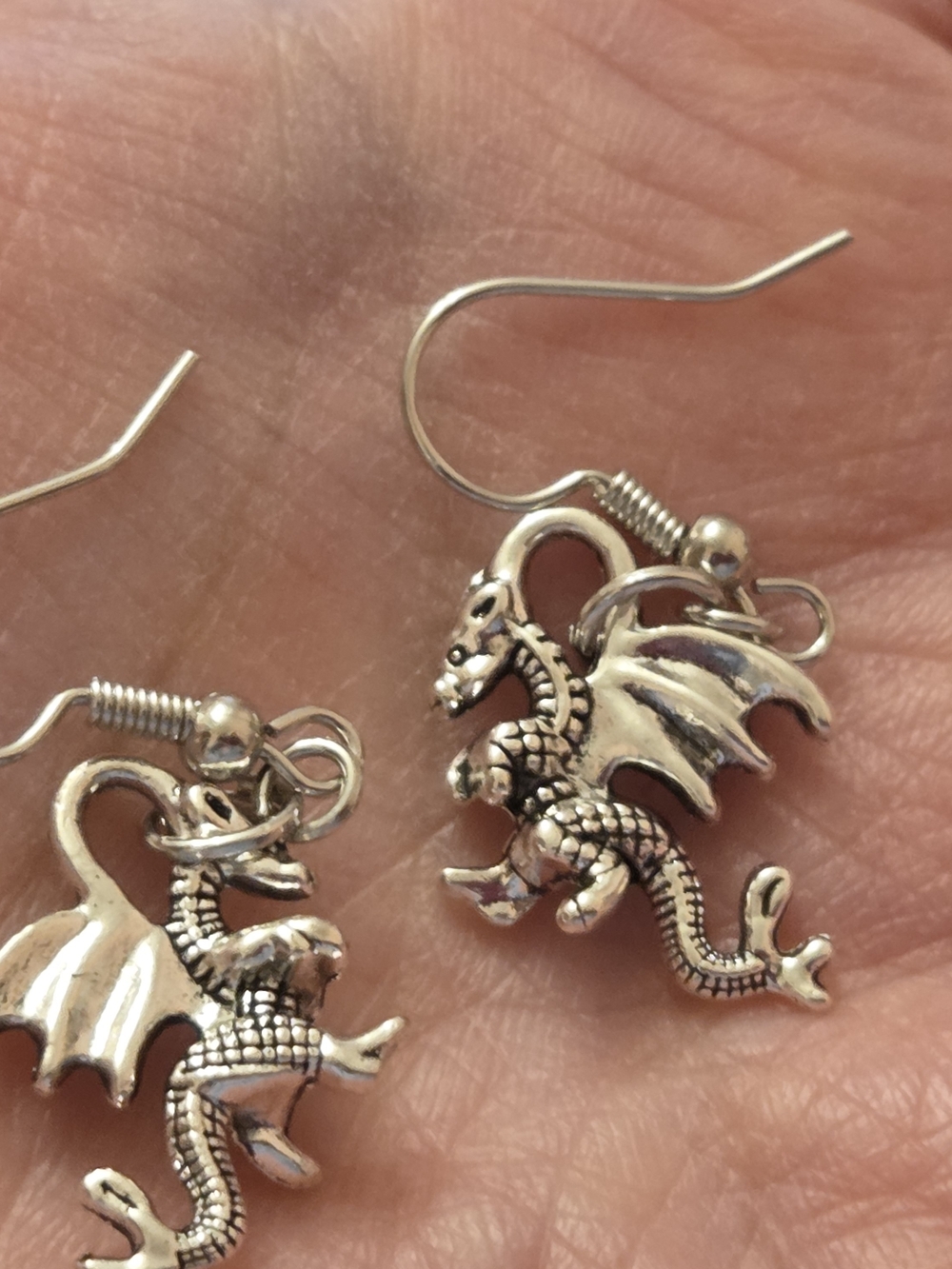 Silver Dragon Dangle Earrings - Elegant & Whimsical